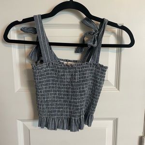 L.A. Hearts Tank Top, Size Small, Grey and White, Tie Straps, Ribbed Material